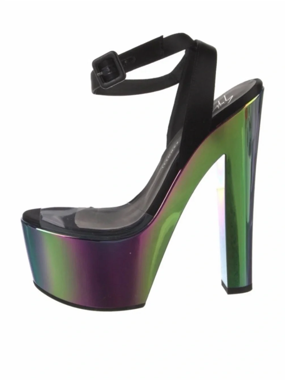 Giuseppe Zanotti Iridescent Multi-Color Platform Sandal with Black Ankle Strap